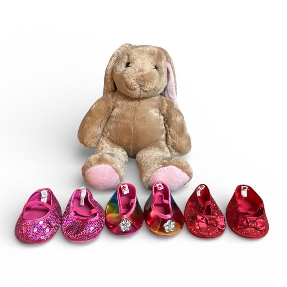 Build-A-Bear Workshop Pawlette Brown Bunny Rabbit Pink Ears With Accessories